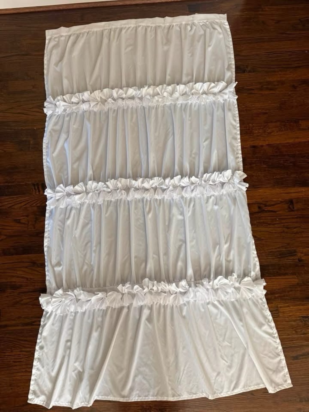 White Ruffled Dorm Shower Curtain